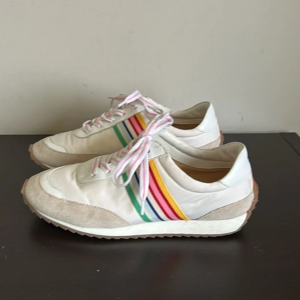 BODEN Striped Runner Trainers Tennis Shoe Sneaker Rainbow Sneaker Sz 38 US 7